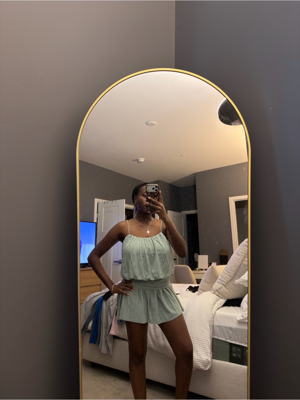 Sage Green Women's Mini Dress